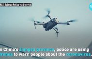 Drones são usados pela polícia para alertar sobre o risco do novo coronavírus na China