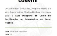 Convite: Aula inaugural do Curso de Certificação de Engenheiros no Setor Público